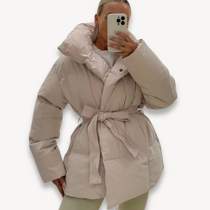 Stylish Women's Winter Jacket Belt Waistcoat