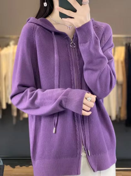 Snug Knit Cardigan with Hood