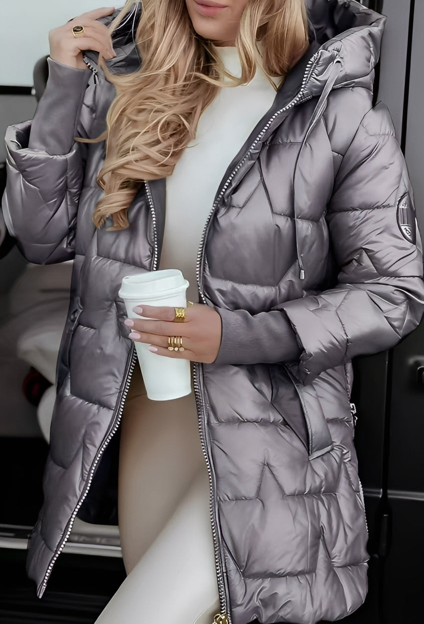 Stylish women's down parka with hood