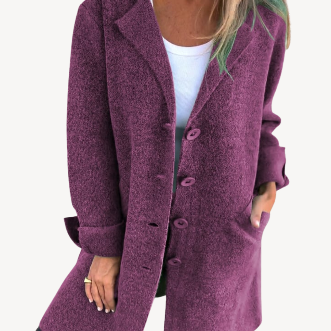Women's Long Wool Blend Jacket with Buttons