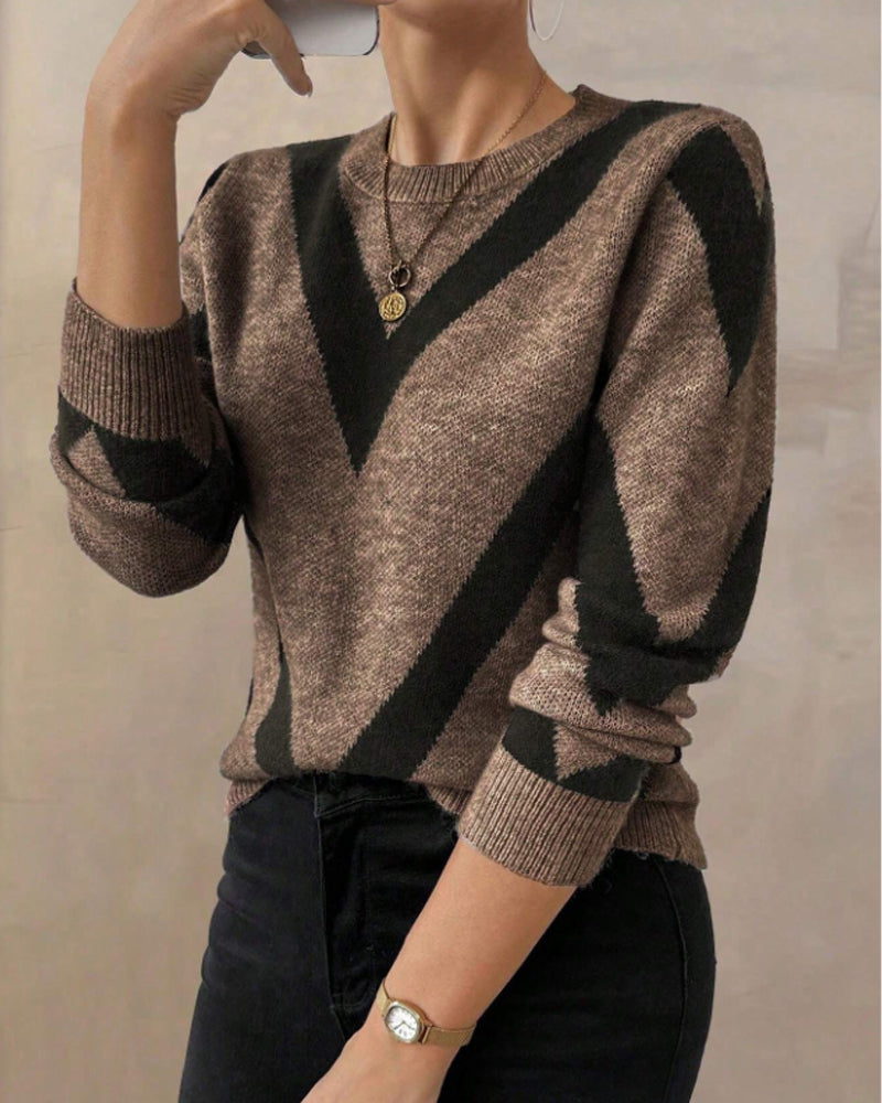 Fashionable Round Neck Geometric Pattern Dress