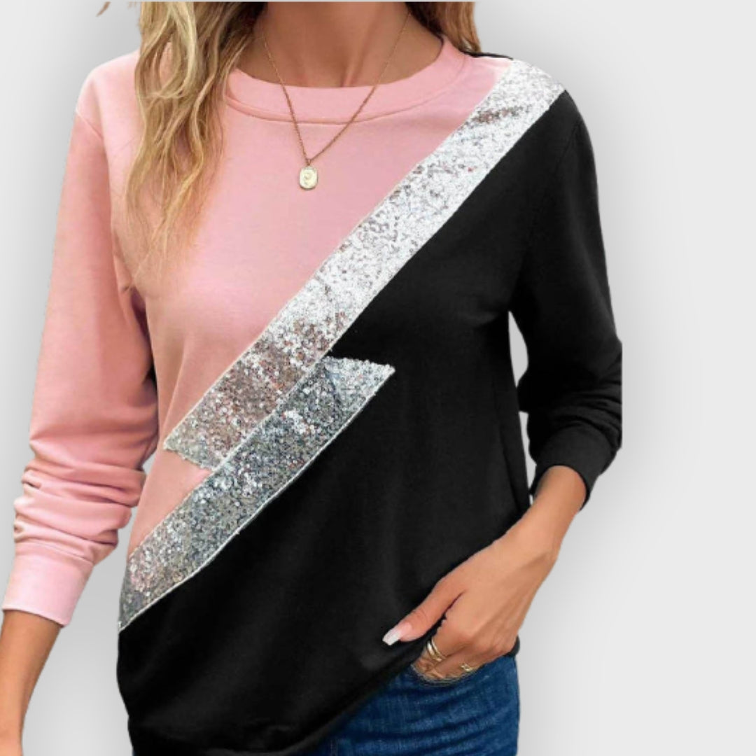 Modisches Sweatshirt mit Diagonalsstreifen - IdealeKleiden