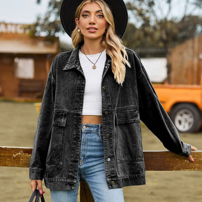 Women's Classic Denim Jacket Vintage Style