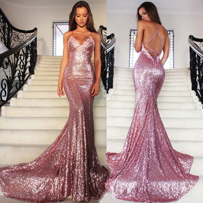Women's Evening Dress Glitter Sequins Elegant Long