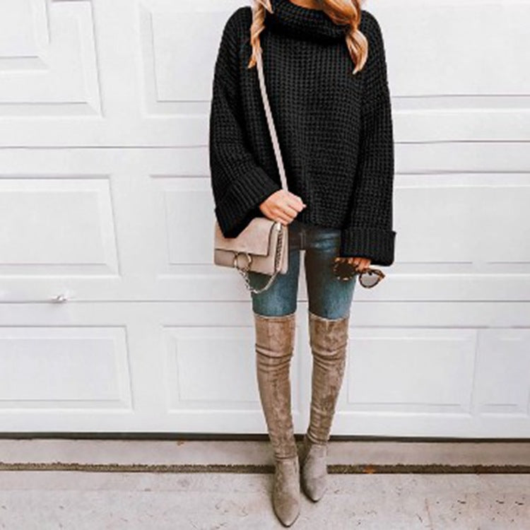 Women's Plus Size Chunky Knit High Neck Jumper