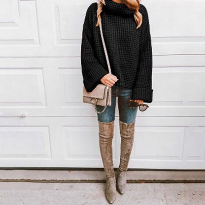 Women's Plus Size Chunky Knit High Neck Jumper