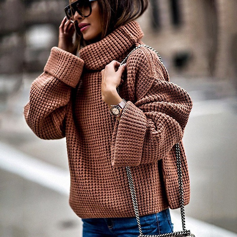 Women's Plus Size Chunky Knit High Neck Jumper