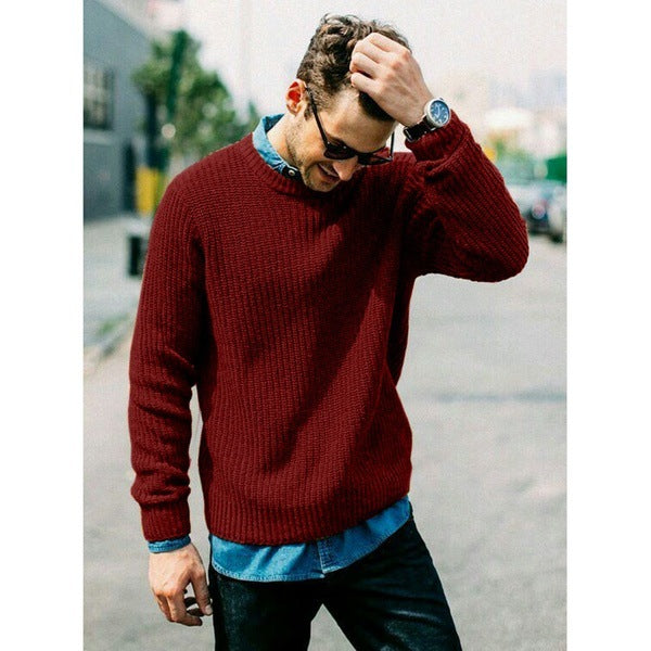 Men's Round Neck Sweater Soft Comfortable