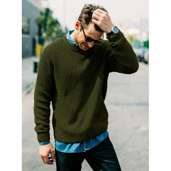 Men's Round Neck Sweater Soft Comfortable