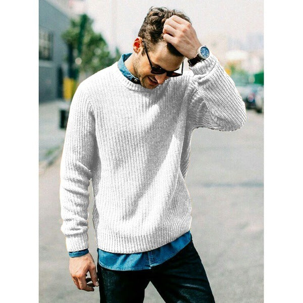 Men's Round Neck Sweater Soft Comfortable