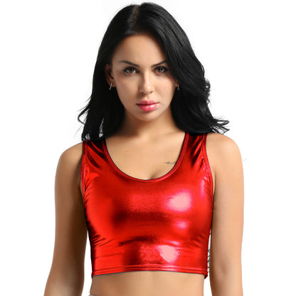 Women's Shiny Strapless Top Modern Chic Clothing