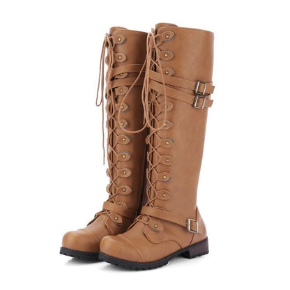 Elegant Boots Retro Design Buckle & Laces