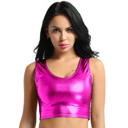 Women's Shiny Strapless Top Modern Chic Clothing