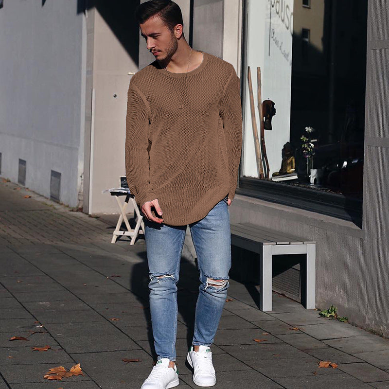 Men's Knitted Jumper Long Chunky Pattern Relaxed Fit