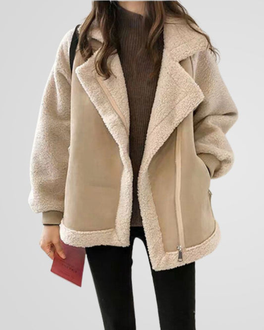 Elegante Winterjacke Teddylook Luxus Fleece - IdealeKleiden