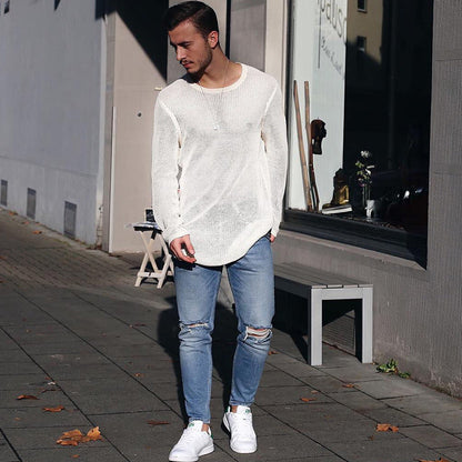 Men's Knitted Jumper Long Chunky Pattern Relaxed Fit