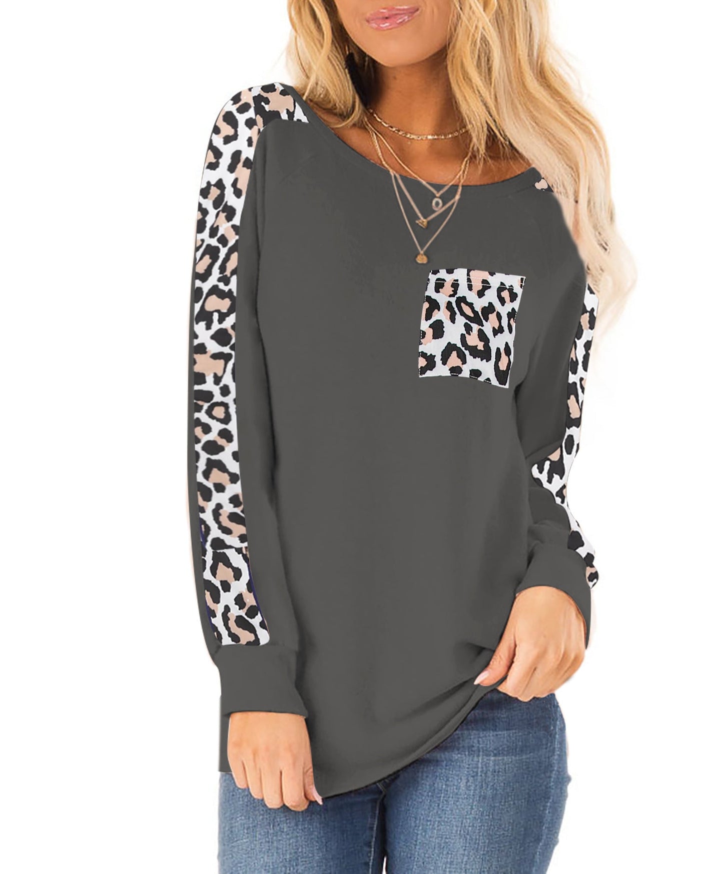 Damen Sweatshirt Leopardenmuster Trendy Style