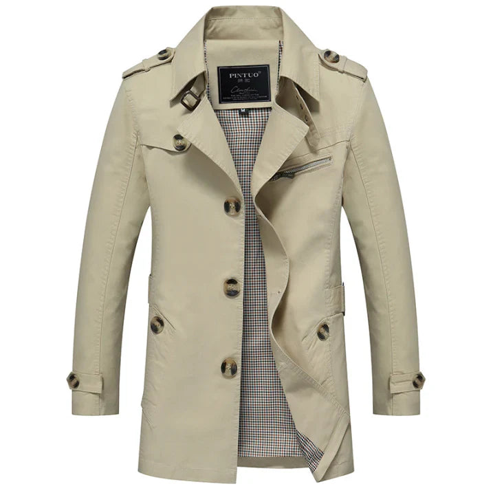 Men's Long Double-Breasted Elegant Trench Coat