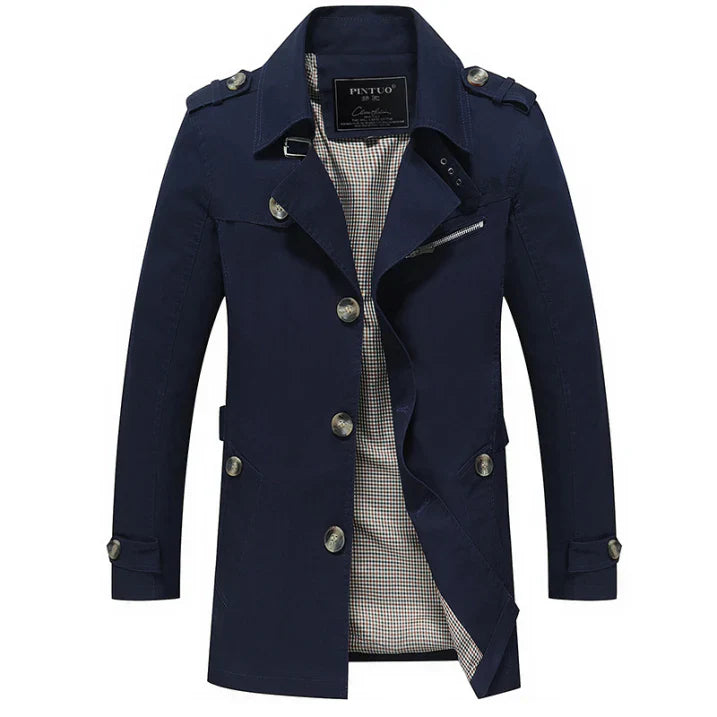 Men's Long Double-Breasted Elegant Trench Coat