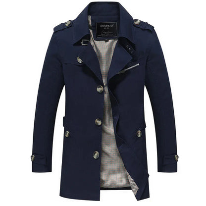 Men's Long Double-Breasted Elegant Trench Coat