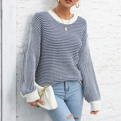 Stylish Knitted Sweater Casual Striped