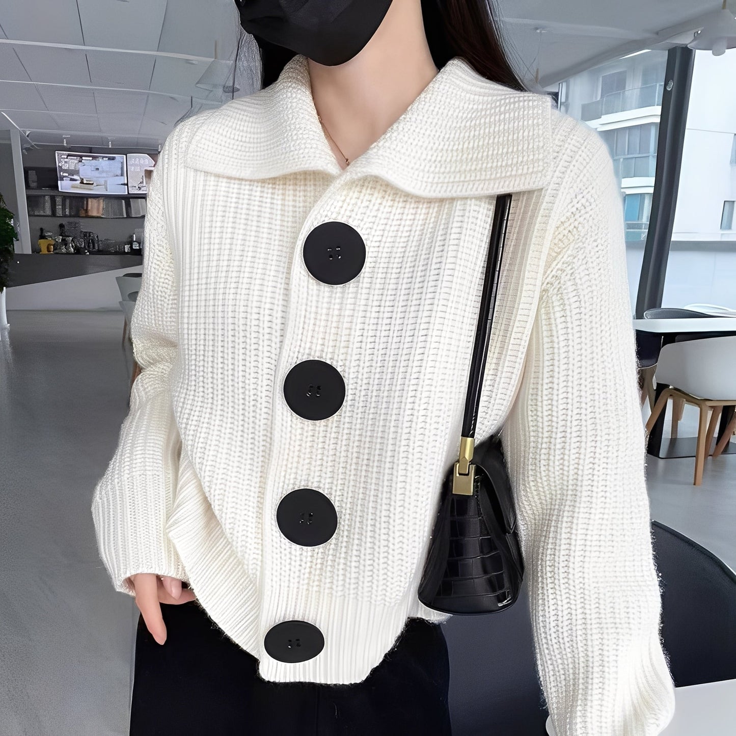 Modischer Damen Cardigan Große Knöpfe - IdealeKleiden