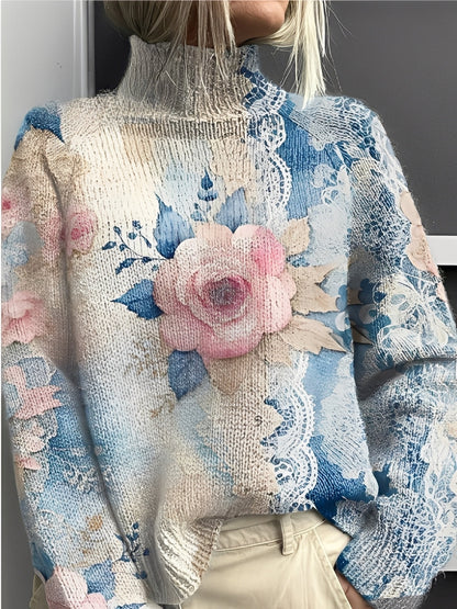 Stylische Damen Pullover Rollkragen Modern Design