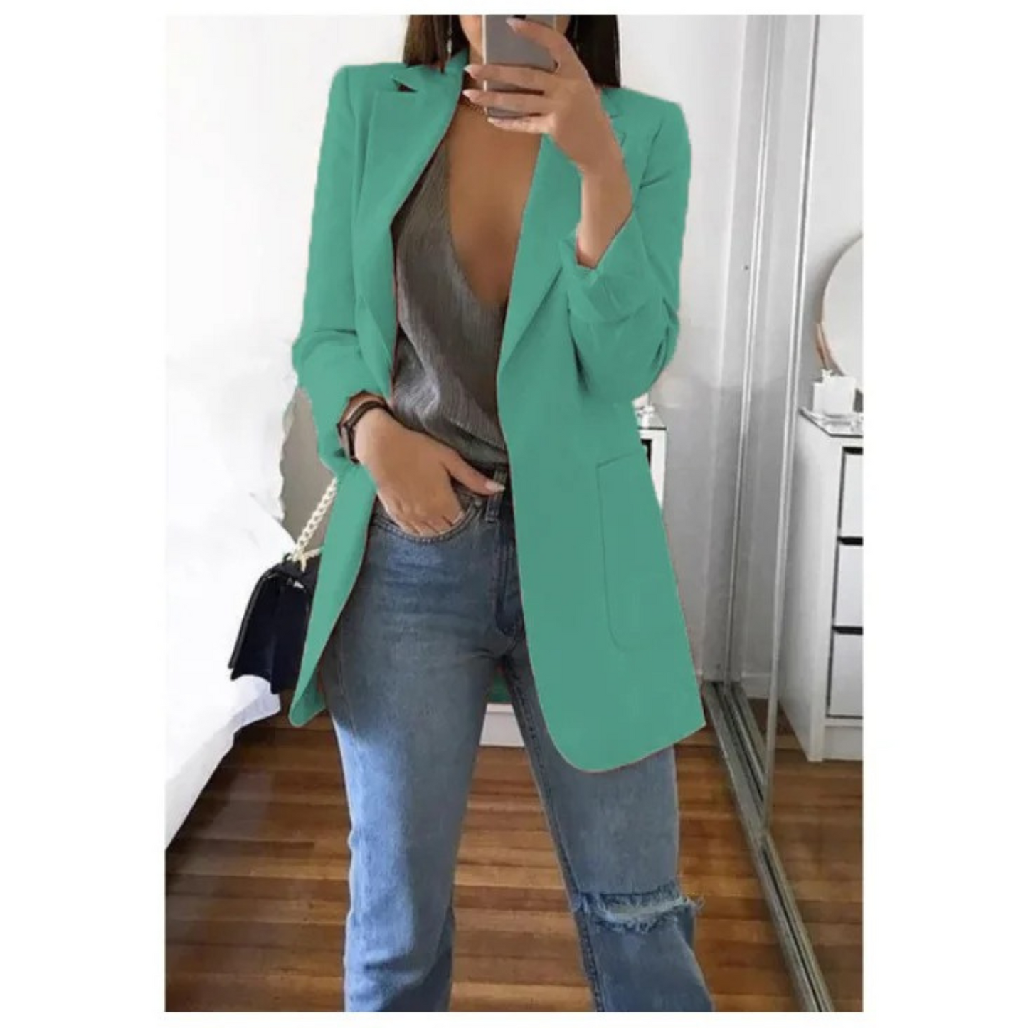Women's Khaki Blazer Autumn Fashion