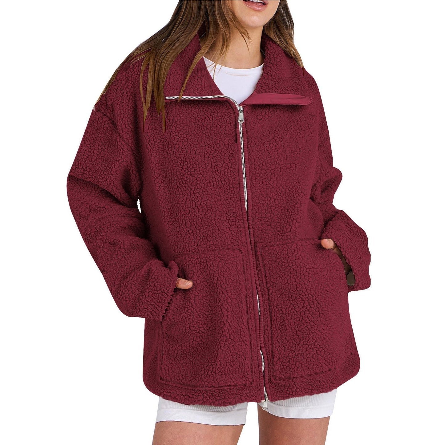 Comfortable women's wool coats with a turtleneck