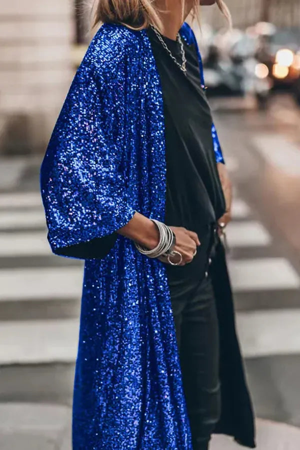 Glamour Kimono Sequin Evening Gown