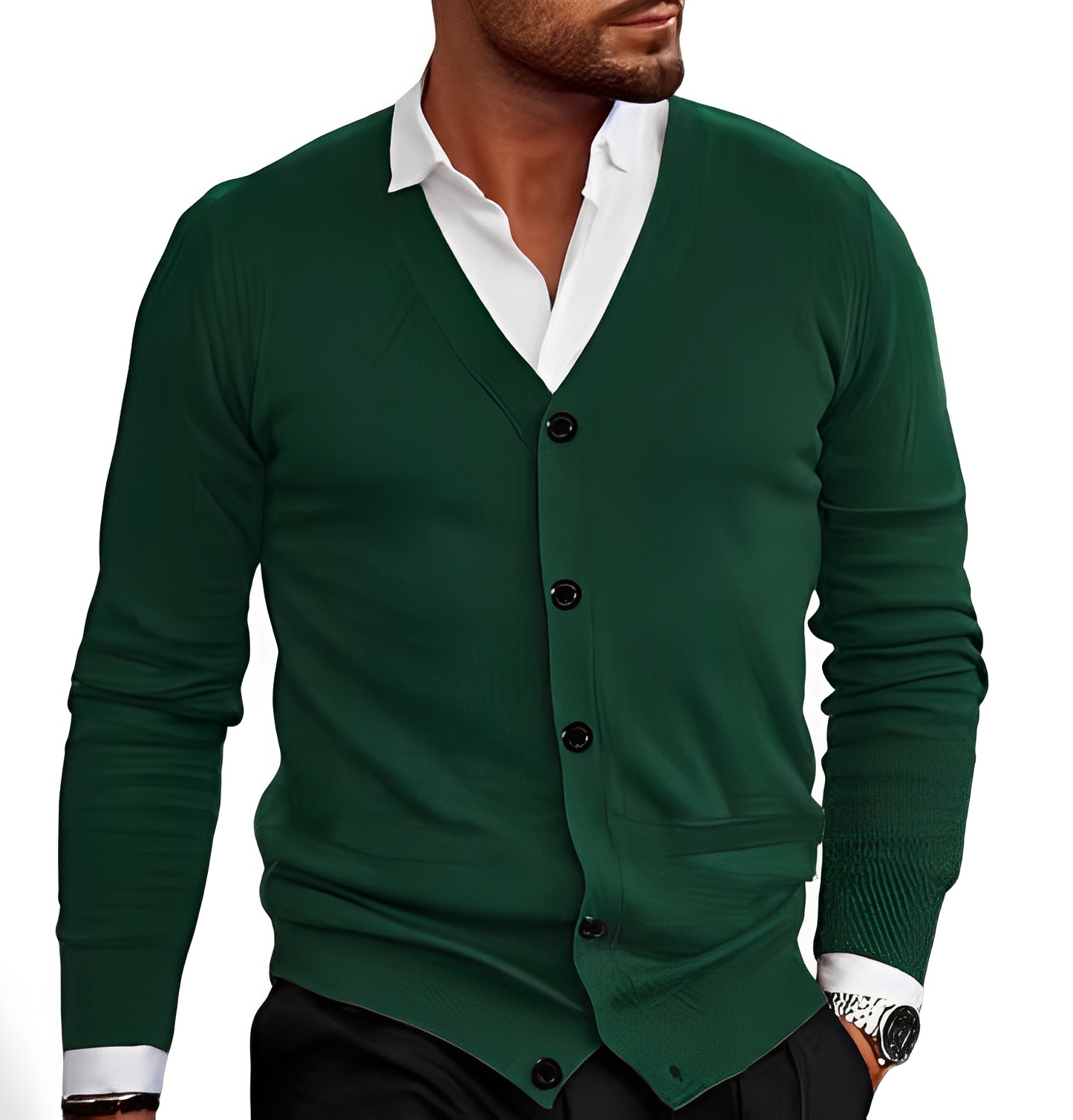 Stylish Men's Cardigan with Buttons Elegant Design