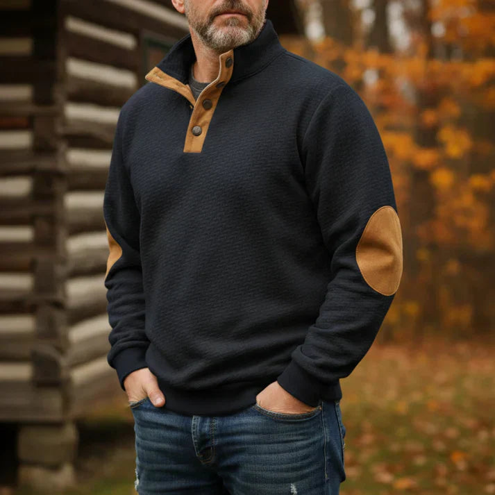 Rune - Casual sweatshirt with stand-up collar and studs