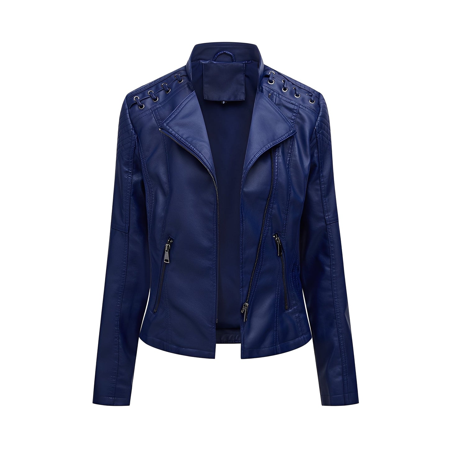 Elegant Women's Leather Jacket Slim Fit Short Length
