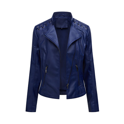 Elegant Women's Leather Jacket Slim Fit Short Length