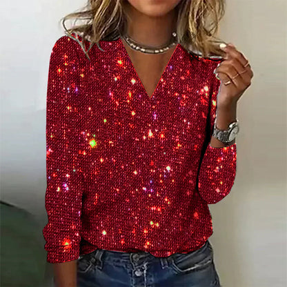 Stylish V-Neck Sweater Shimmering
