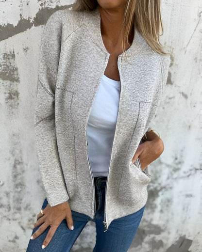 Women's Sporty Zip-Up Bomber Jacket