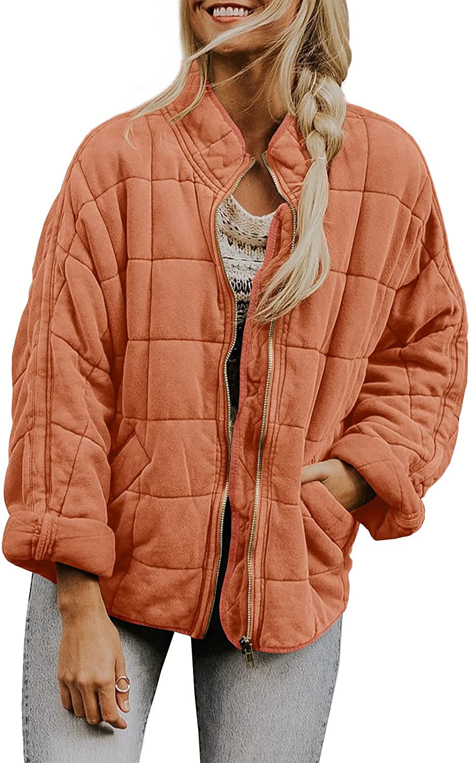 Women's Winter Plaid Jacket With Pockets