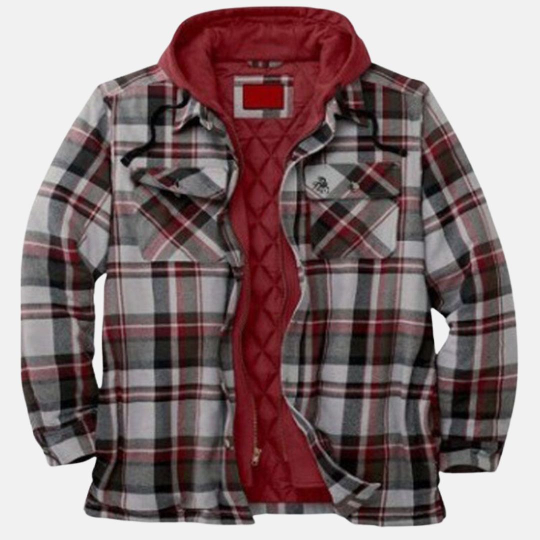 Men's Quilted Jacket Plaid Warm Comfortable