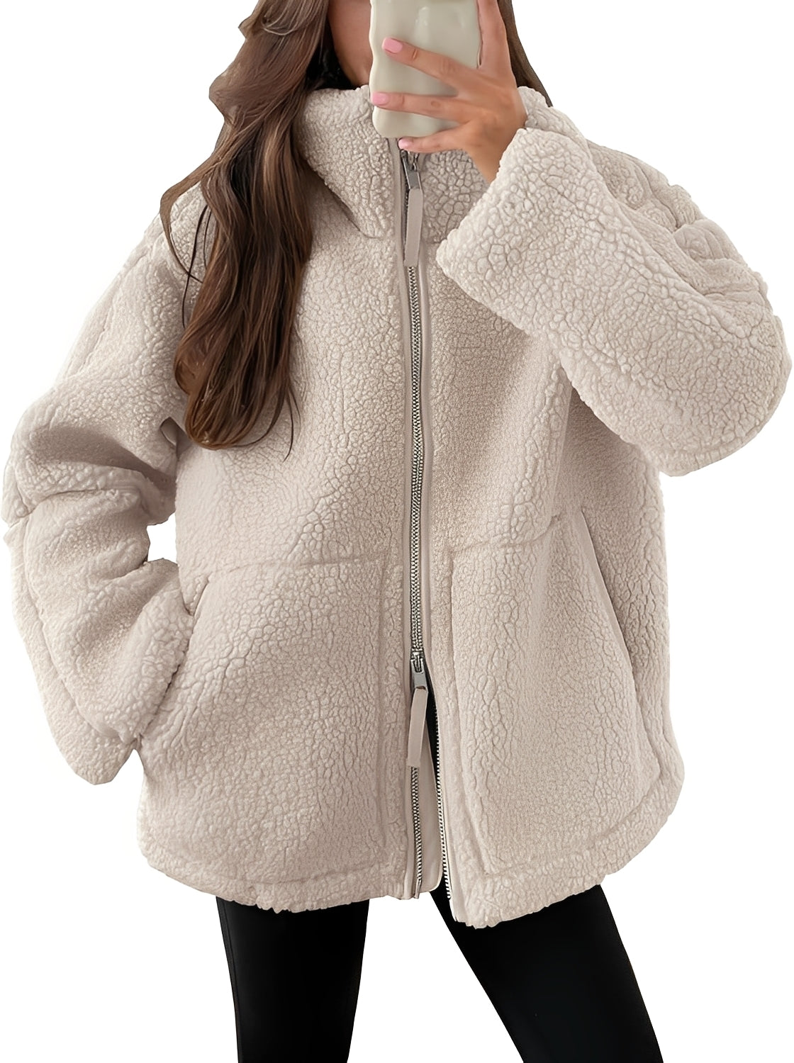 Stilvolle Damen Wolljacke Reißverschluss - IdealeKleiden