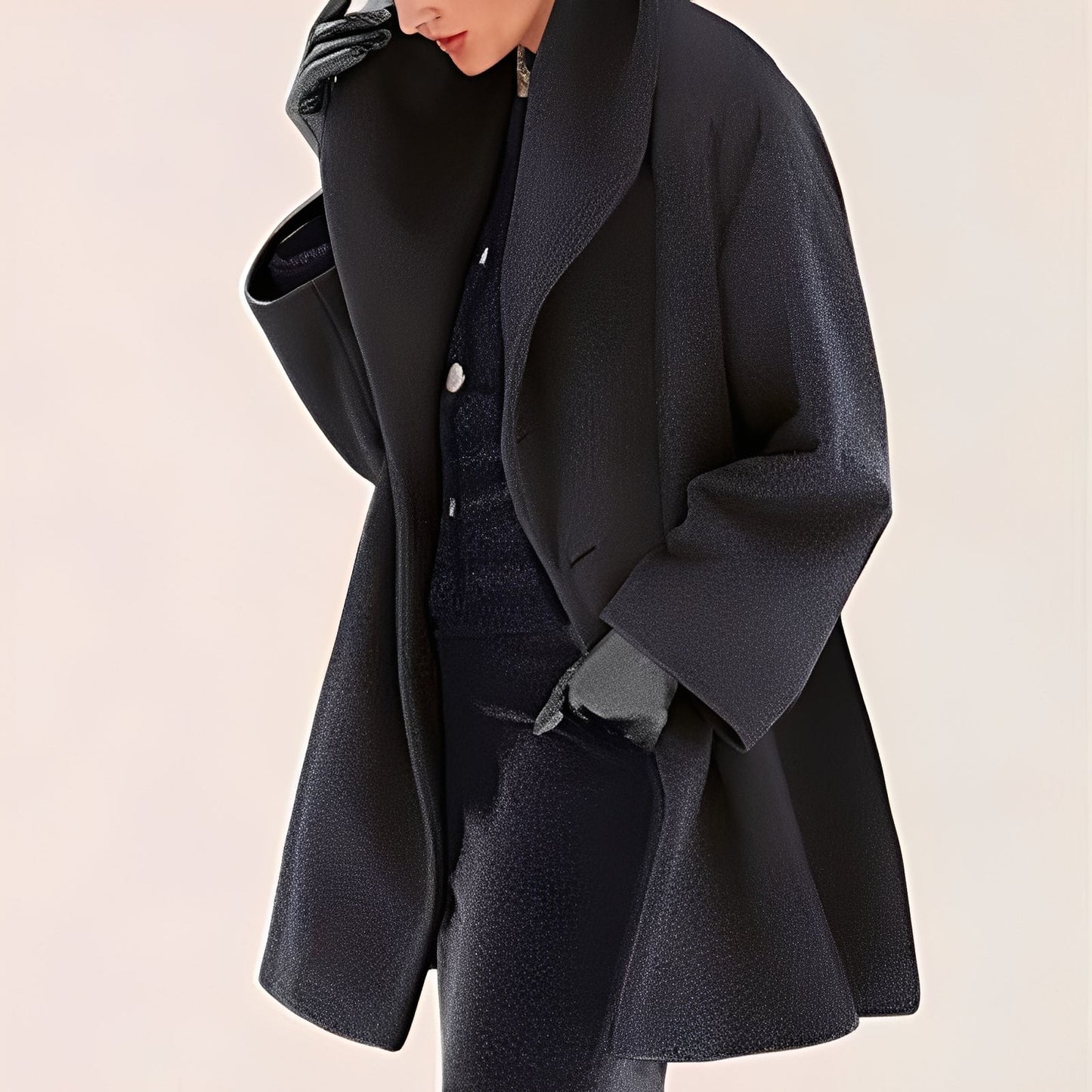 Elegant Women's Wide-Cut Wool Coat