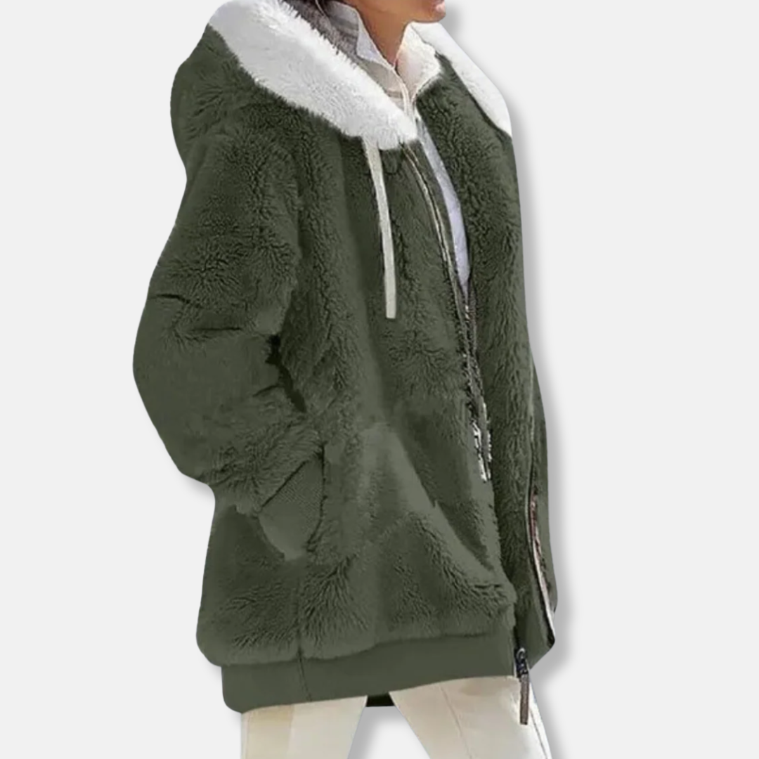 Oversized Fleece Jacket Hooded Warm