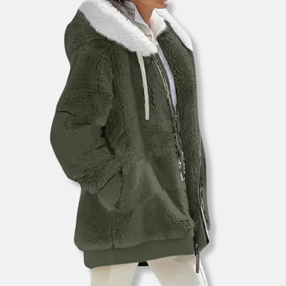 Oversized Fleece Jacket Hooded Warm