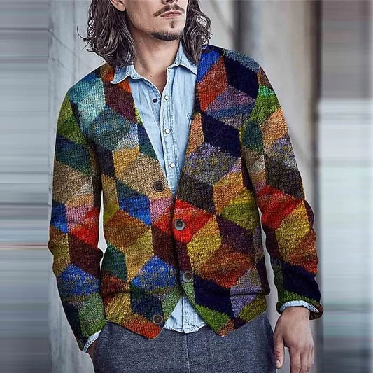 Herren Cardigan Karo Vintage Look - IdealeKleiden