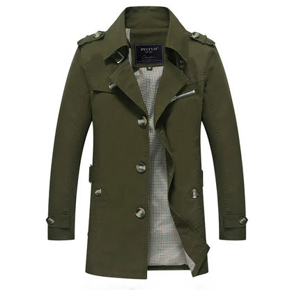 Men's Long Double-Breasted Elegant Trench Coat