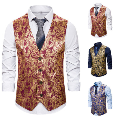 Herren Weste Elegant Brokat Luxus Design - IdealeKleiden