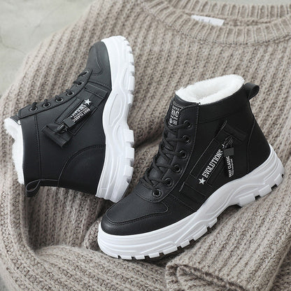 Fashionable Boots High-Top Faux Leather Platform