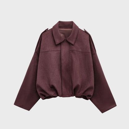 Oversized Suede Leather Jacket Warm & Stylish