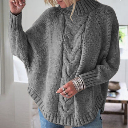 Women's Chunky Knit Turtleneck Cable Pattern Sweater