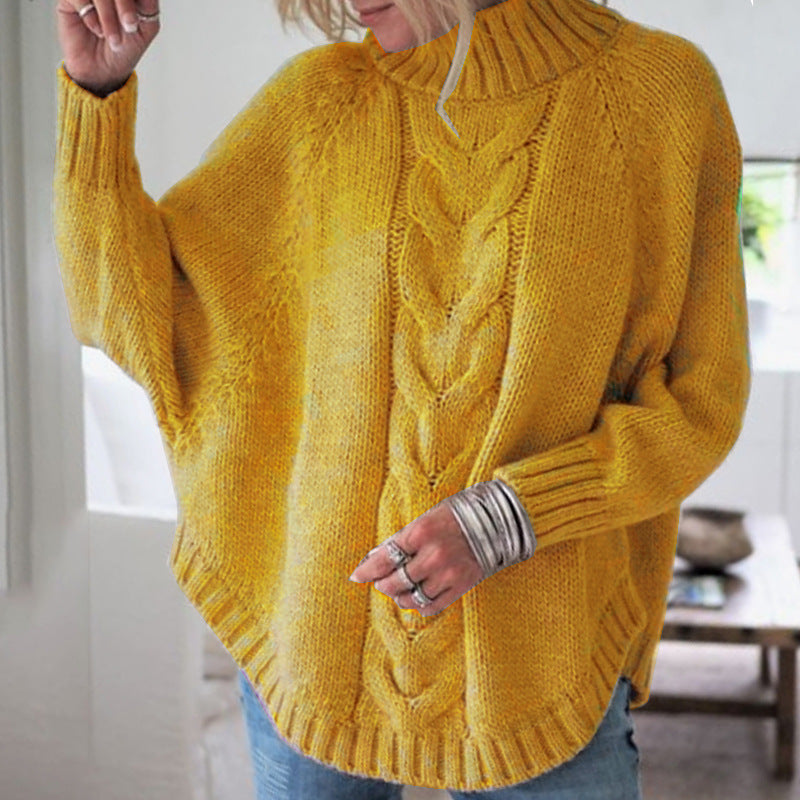 Women's Chunky Knit Turtleneck Cable Pattern Sweater