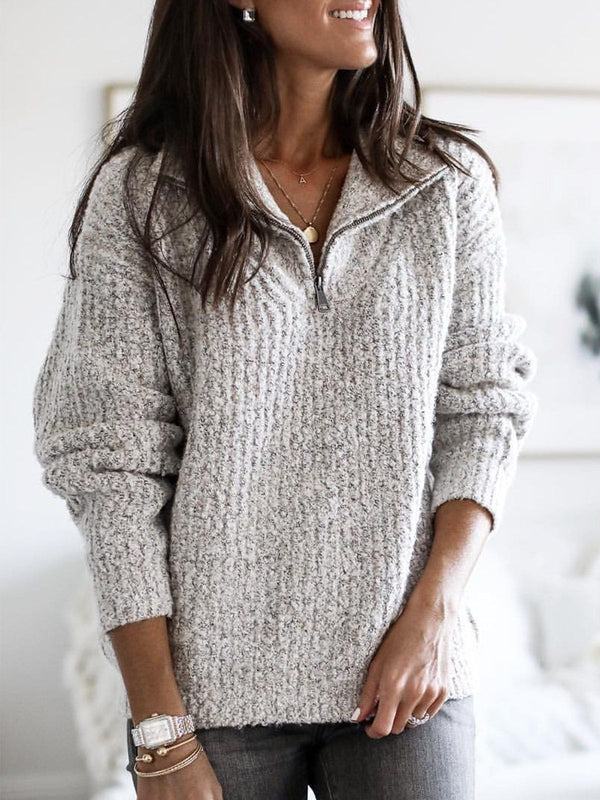 Nora - Cozy Knit Cardigan with Half-Zip and Comfortable Fit